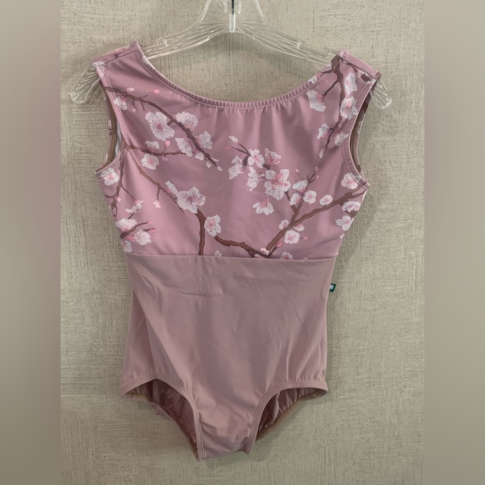 Women’s Large Dusty Rose with cherry blossom print LuckyLeo Leotard custom